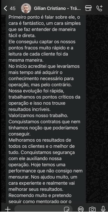 Depoimento Gilian Cristiano - Conquistou contratos