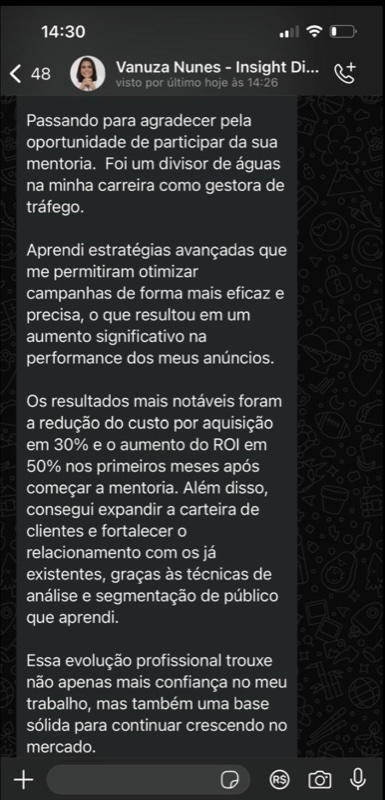 Depoimento Vanuza Nunes - -30% custo aquisição